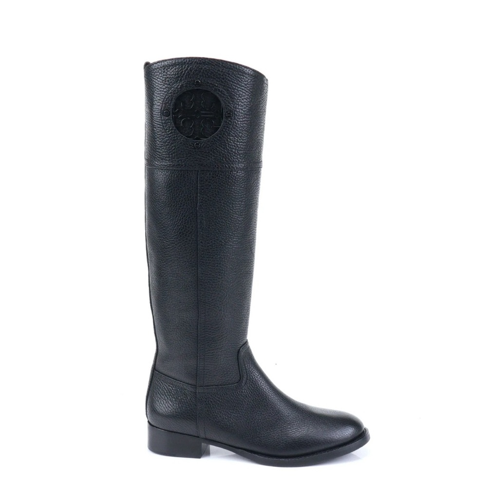 TORY BURCH Kiernan 35MM Black Riding Tumbled Leather Boots Size 7.5 - Picture 11 of 13